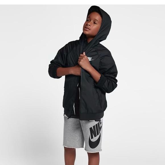 NWOT BIG KIDS (BOYS) LOOSE HIP-LENGTH NIKE SPORTSWEAR WINDRUNNER XL BLACK - Picture 3 of 15